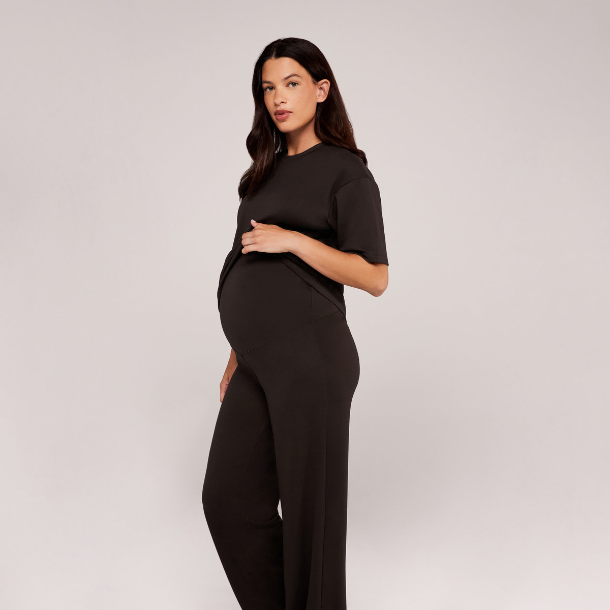 Weites Lounge-Set aus Soft-Touch-Stoff – Schwarz