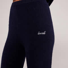 Gebürstete Strickhose mit weitem Bein – Navy