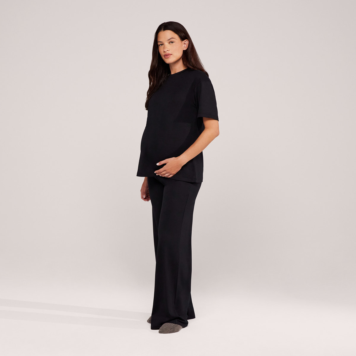Weites Lounge-Set aus Soft-Touch-Stoff – Schwarz