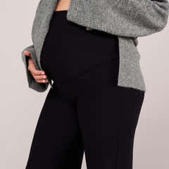 Umstands-Winterleggings mit ausgestelltem Bein – Schwarz
