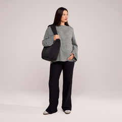 Umstands-Winterleggings mit ausgestelltem Bein – Schwarz