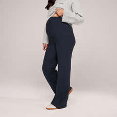 Umstands-Winterleggings mit ausgestelltem Bein – Schwarz