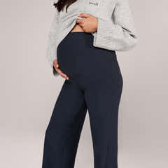 Umstands-Winterleggings mit ausgestelltem Bein – Schwarz