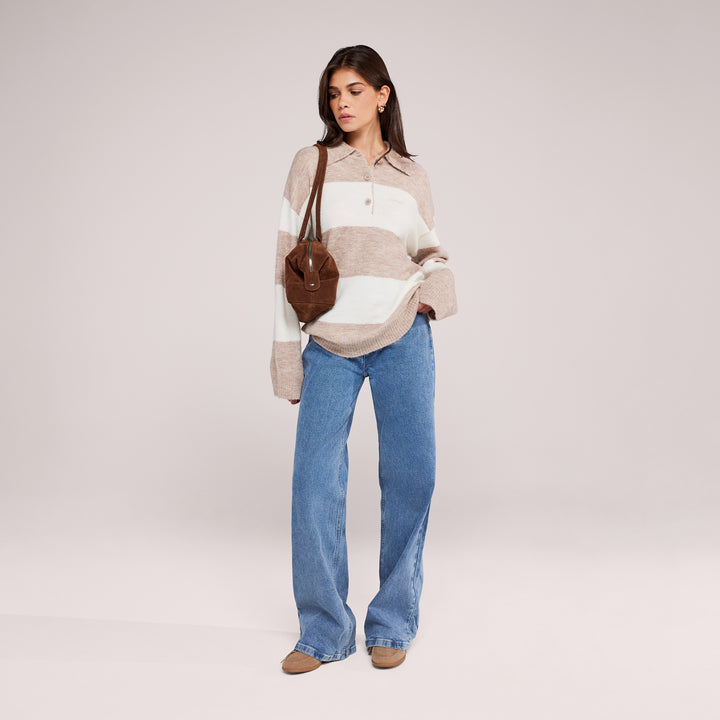 Wide Leg Jeans - Mittelblau