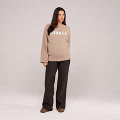 Umstands-Winterleggings mit ausgestelltem Bein – Schwarz