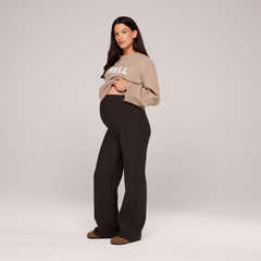 Umstands-Winterleggings mit ausgestelltem Bein – Schwarz