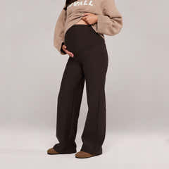 Umstands-Winterleggings mit ausgestelltem Bein – Schwarz