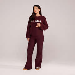 Umstands-Winterleggings mit ausgestelltem Bein – Schwarz