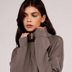 Ultimate Soft 1/4-Zip-Sweatshirt – Mocha