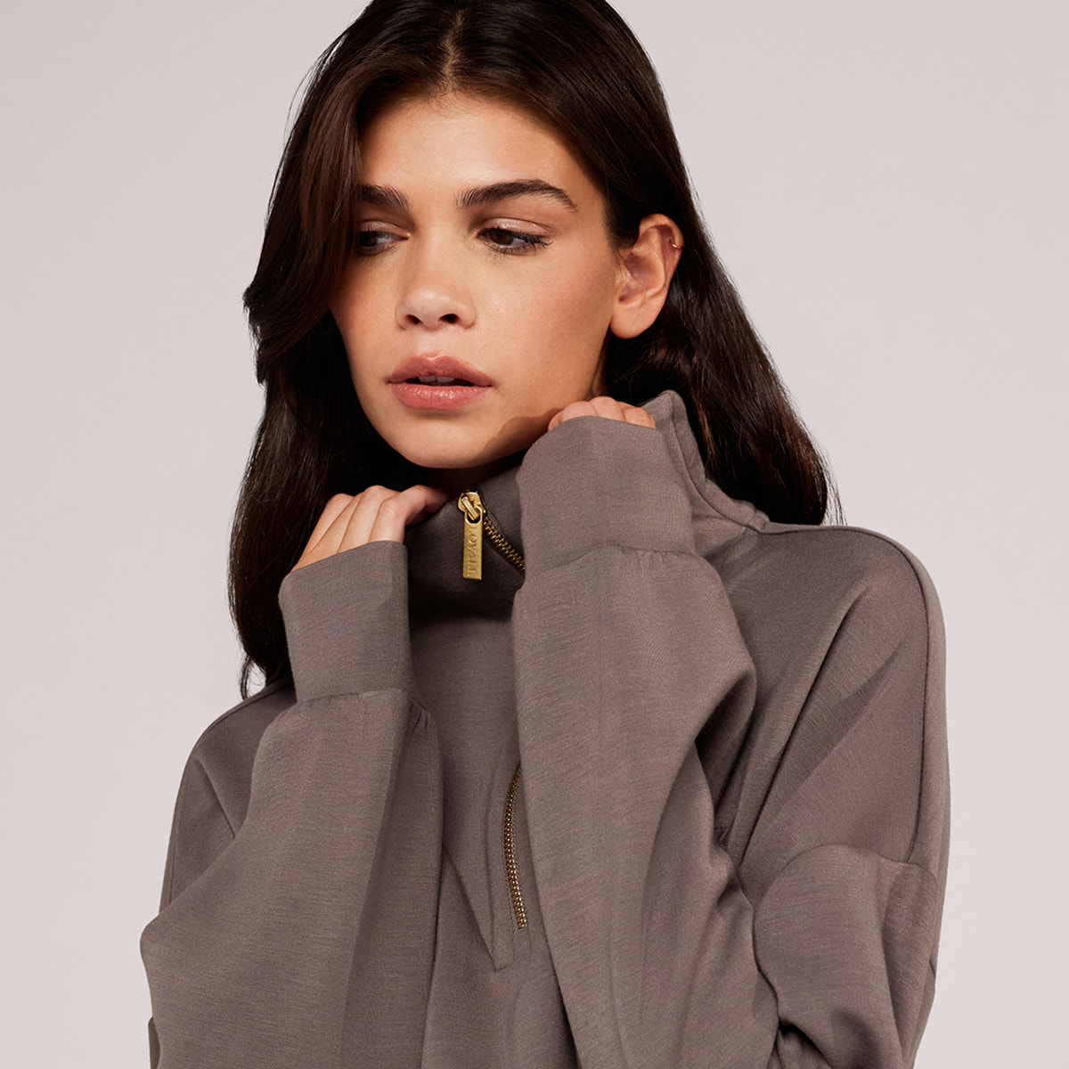 Ultimate Soft 1/4-Zip-Sweatshirt – Mocha