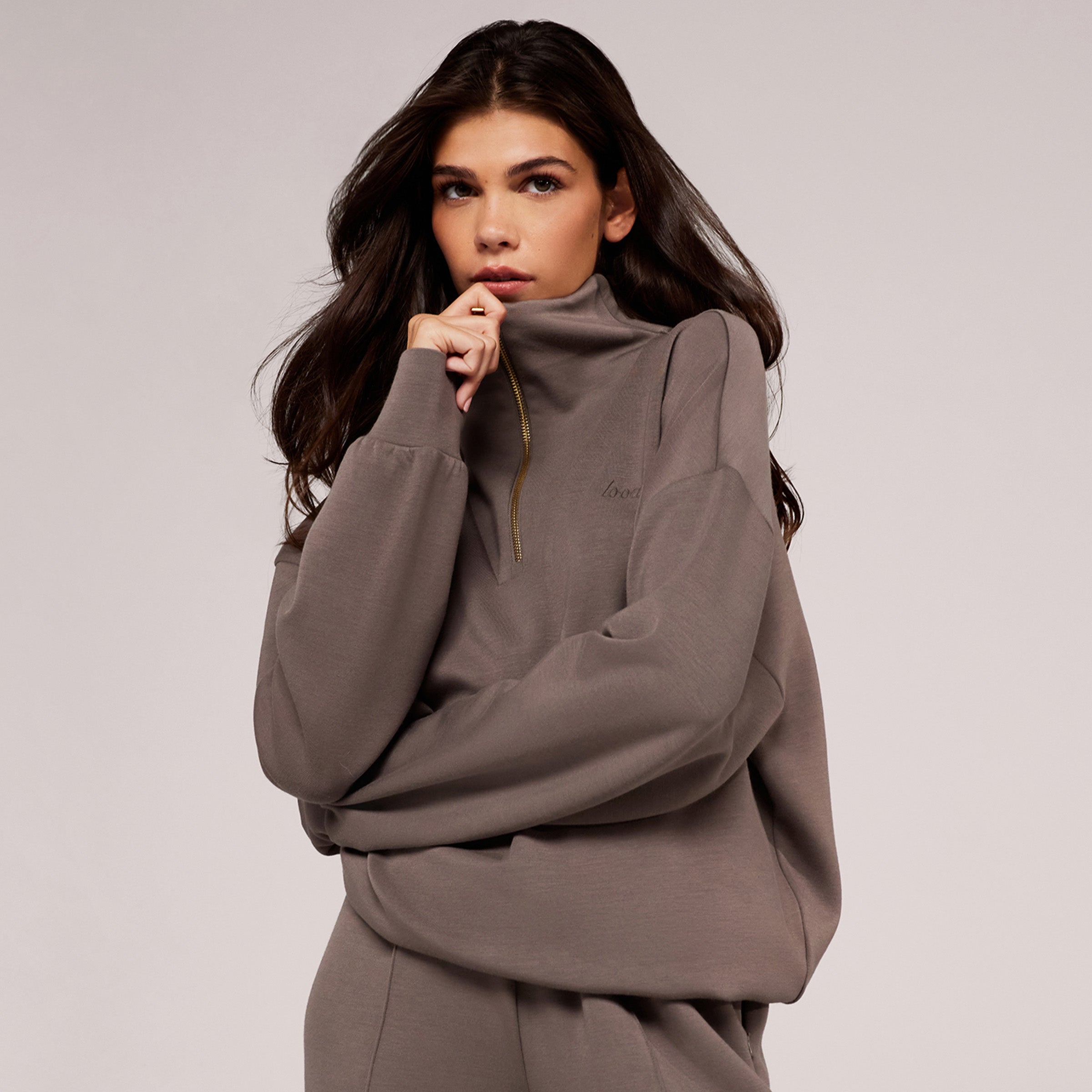 Ultimate Soft 1/4-Zip-Sweatshirt – Mocha