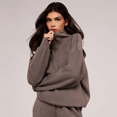 Ultimate Soft 1/4-Zip-Sweatshirt – Mocha