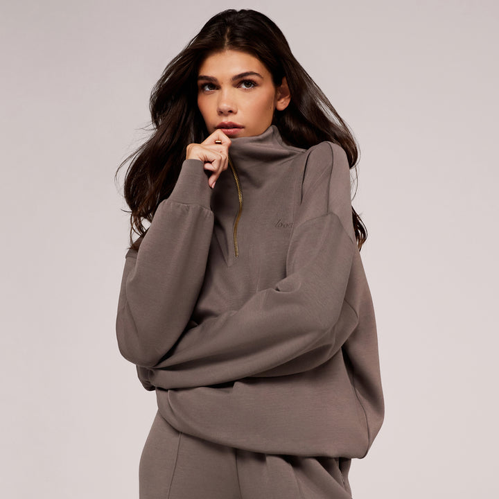 Ultimate Soft 1/4-Zip-Sweatshirt – Mocha