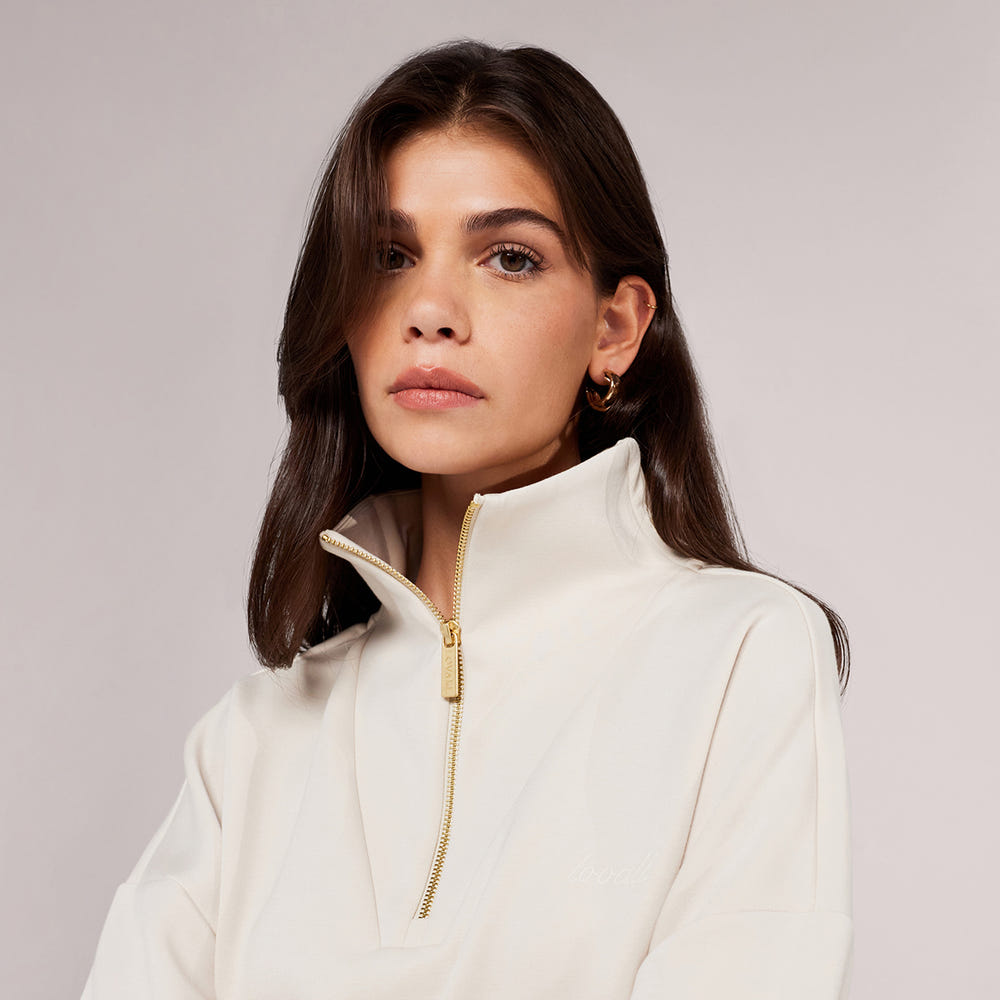 Ultimate Soft 1/4-Zip-Sweatshirt – Ecru