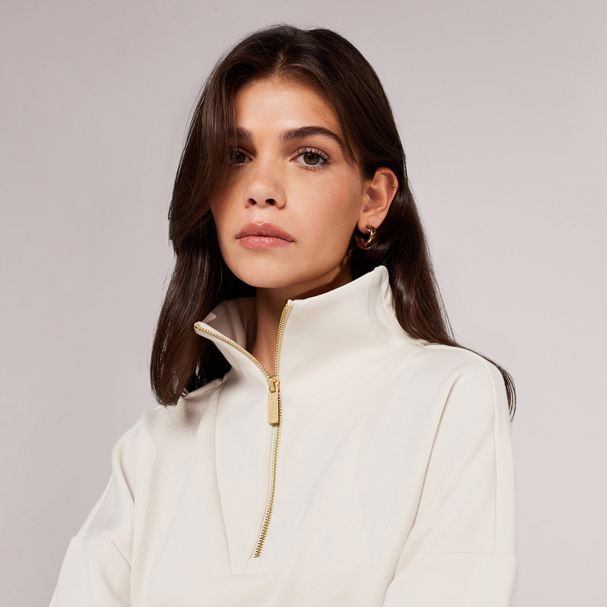 Ultimate Soft 1/4-Zip-Sweatshirt – Ecru
