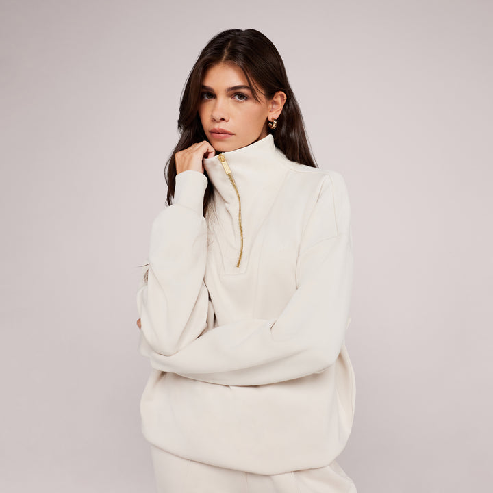 Ultimate Soft 1/4-Zip-Sweatshirt – Ecru