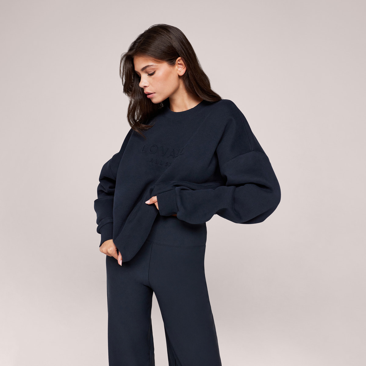 Schweres Oversized Campus-Sweatshirt – Mokka