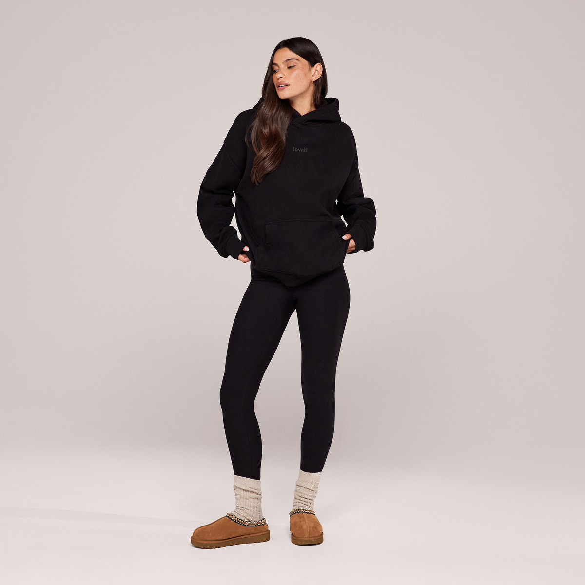 Winter Alltags Leggings mit hoher Taille - Schwarz