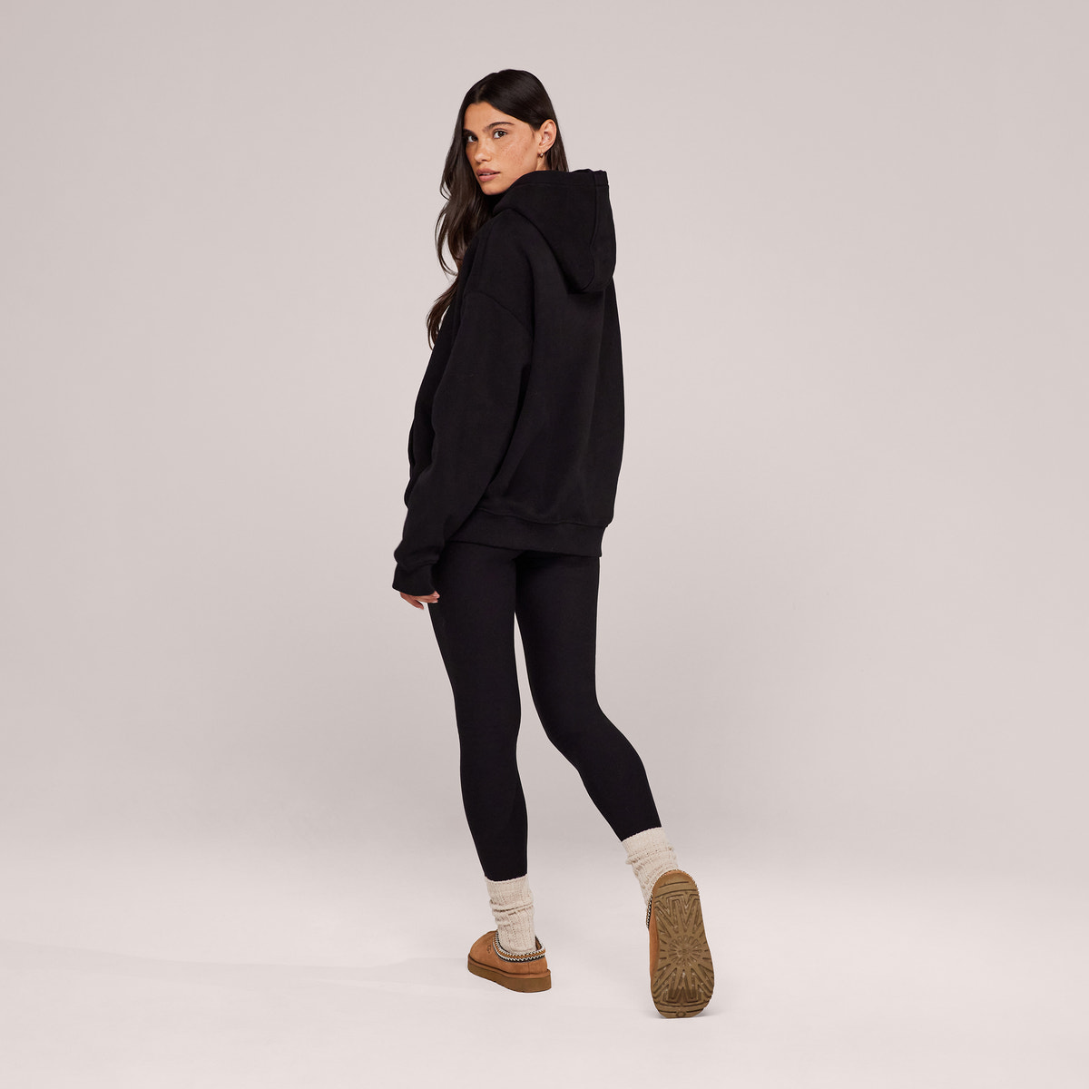 Winter Alltags Leggings mit hoher Taille - Schwarz