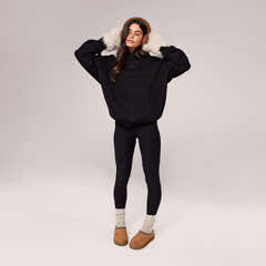 Winter Alltags Leggings mit hoher Taille - Schwarz