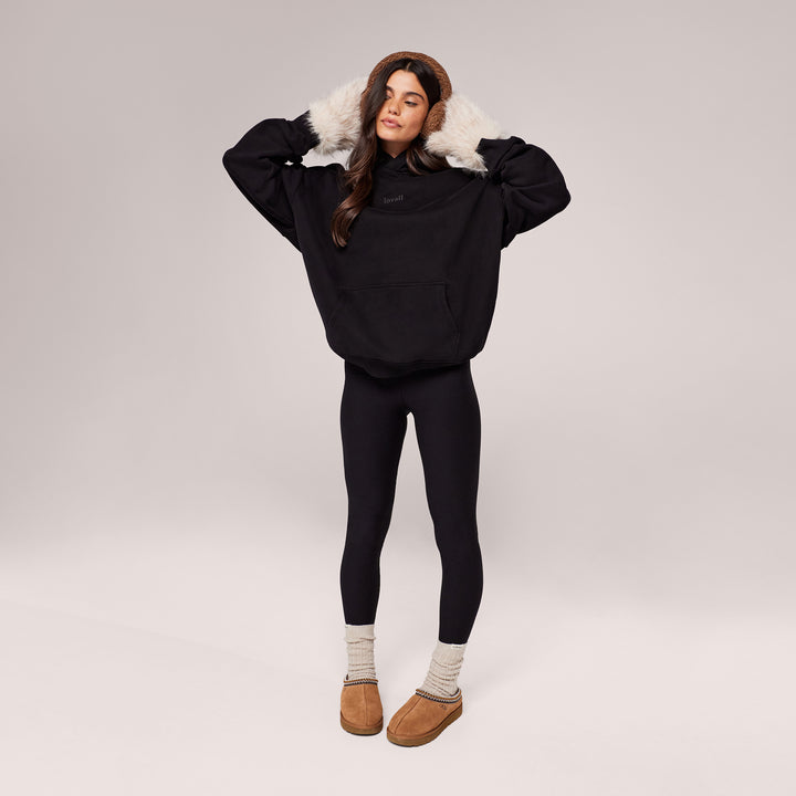 Winter Alltags Leggings mit hoher Taille - Schwarz
