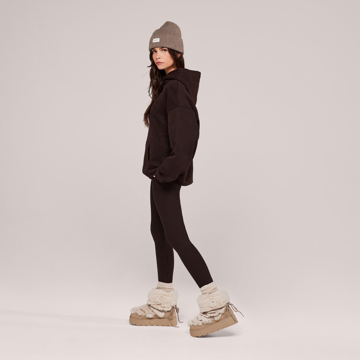Winter Alltags-Leggings mit hohem Bund – Espressobraun