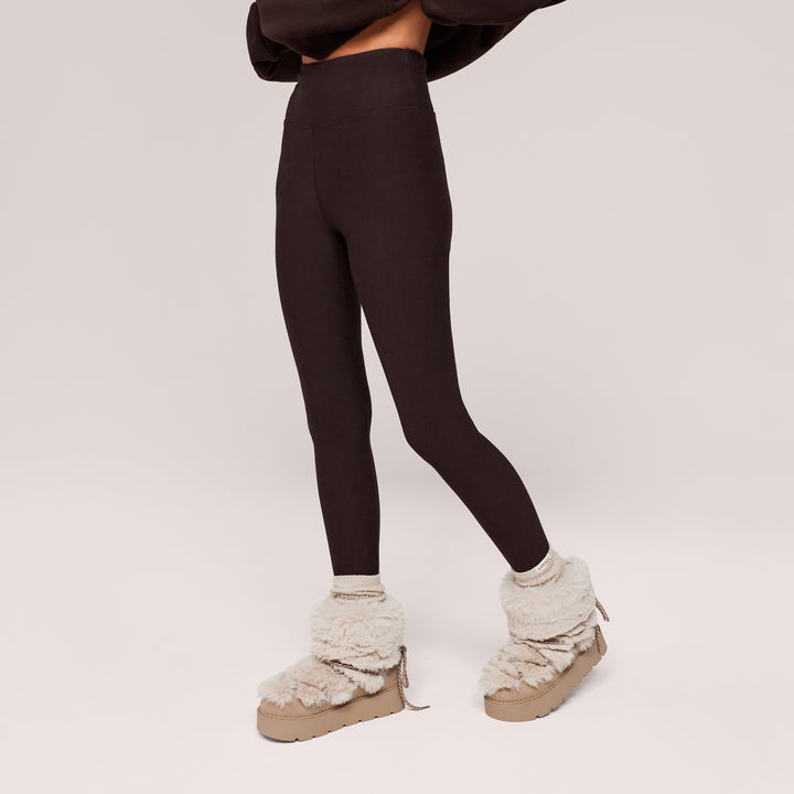 Winter Alltags-Leggings mit hohem Bund – Espressobraun