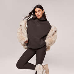 Winter Alltagsleggings mit hohem Bund - Black Coffee