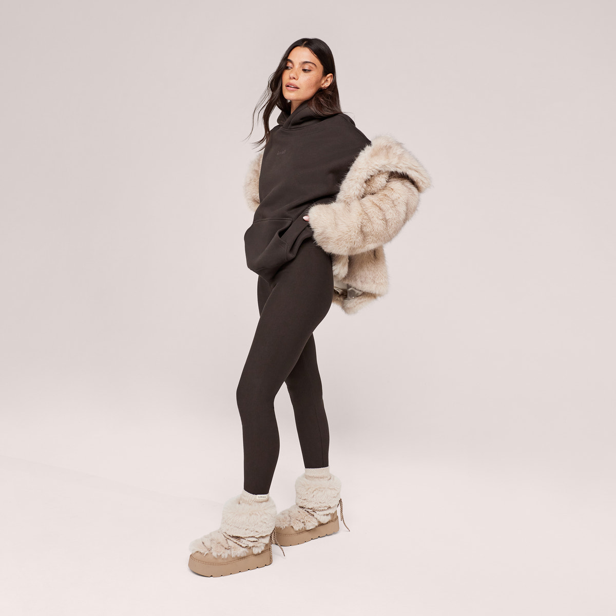 Winter Alltagsleggings mit hohem Bund - Black Coffee