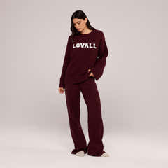 Varsity Strick Oversized Pullover – Burgund
