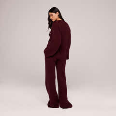 Varsity Strick Oversized Pullover – Burgund