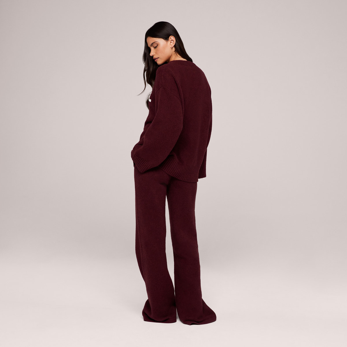 Varsity Strick Oversized Pullover – Burgund