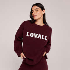 Varsity Strick Oversized Pullover – Burgund