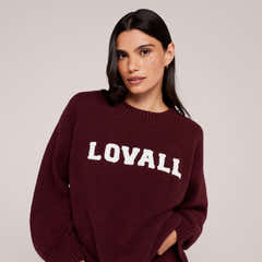 Varsity Strick Oversized Pullover – Burgund