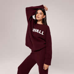 Varsity Strick Oversized Pullover – Burgund