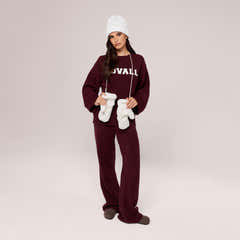 Varsity Strick Oversized Pullover – Burgund