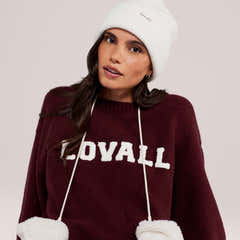 Varsity Strick Oversized Pullover – Burgund