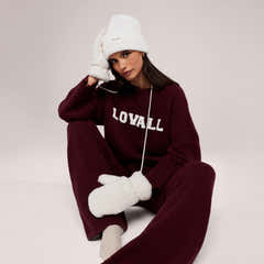 Varsity Strick Oversized Pullover – Burgund
