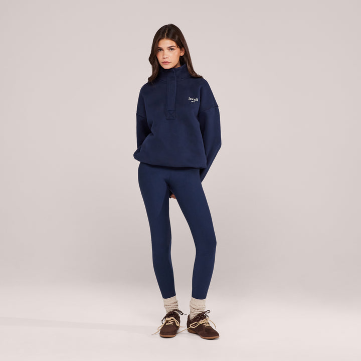 Winter Alltags-Leggings mit hohem Bund – Marineblau