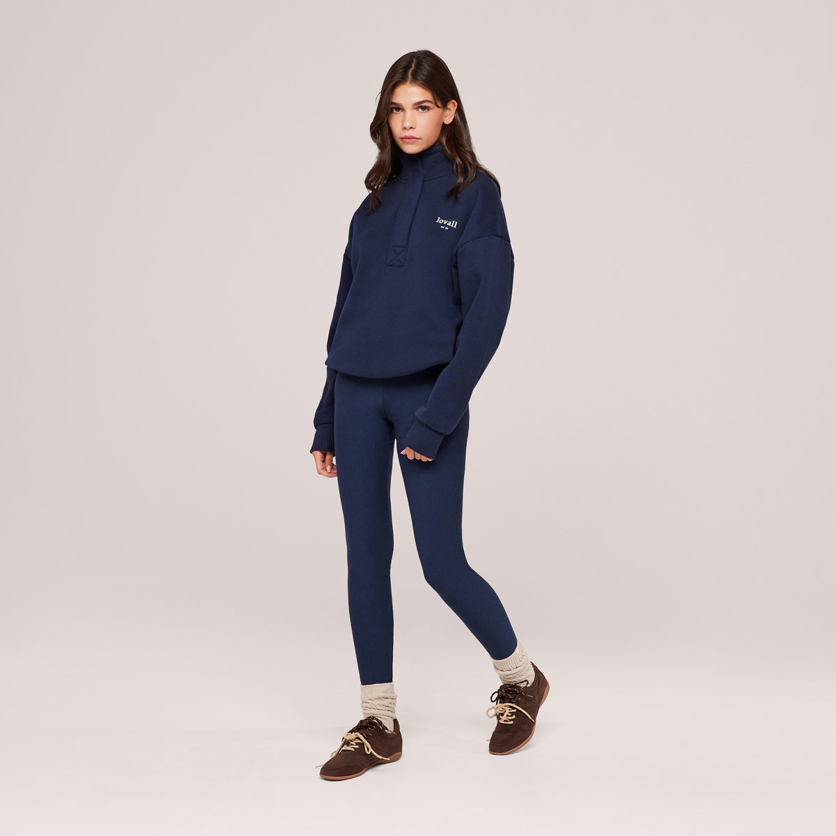 Winter Alltags-Leggings mit hohem Bund – Marineblau