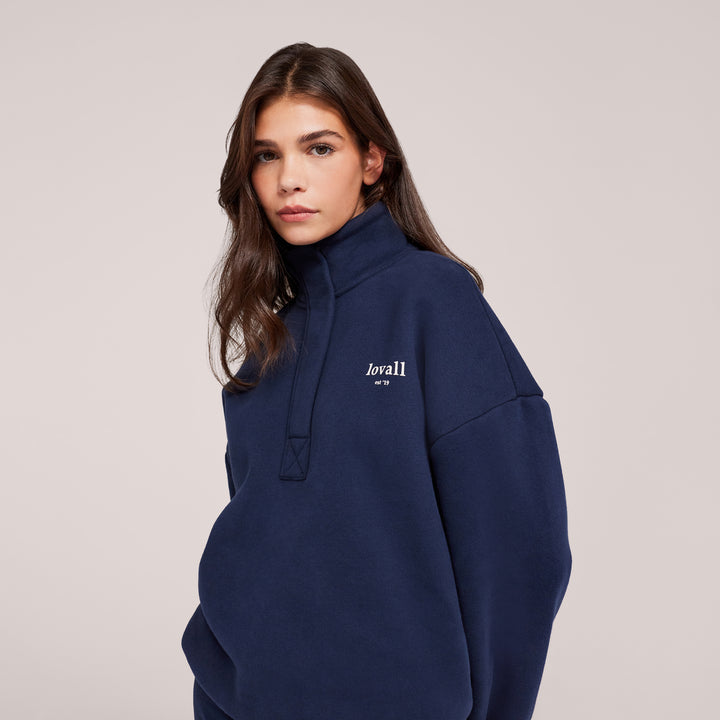Schweres 1/4-Reißverschluss-Sweatshirt – Marine