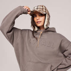 Schwerer Oversized-Hoodie mit Prägung - Mokka