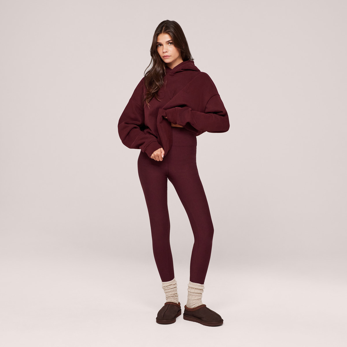Winter Alltag Leggings mit Hoher Taille - Burgund