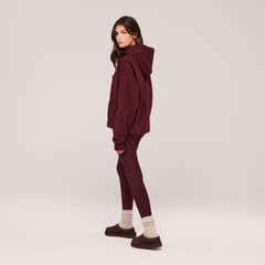 Schwerer Oversize-Kapuzenpullover – Bordeaux