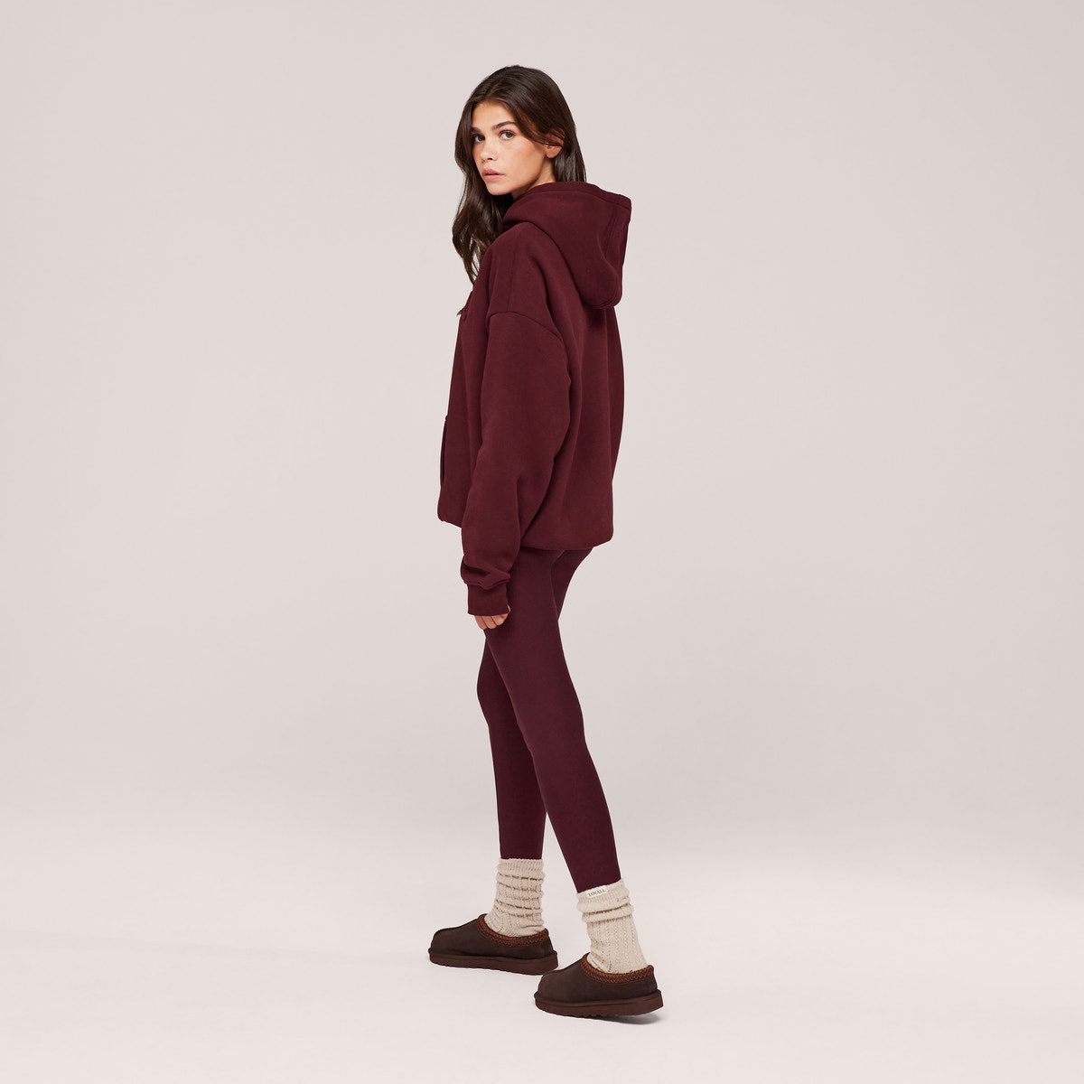 Winter Alltag Leggings mit Hoher Taille - Burgund
