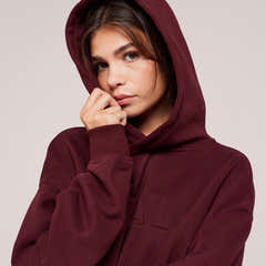 Schwerer Oversize-Kapuzenpullover – Bordeaux