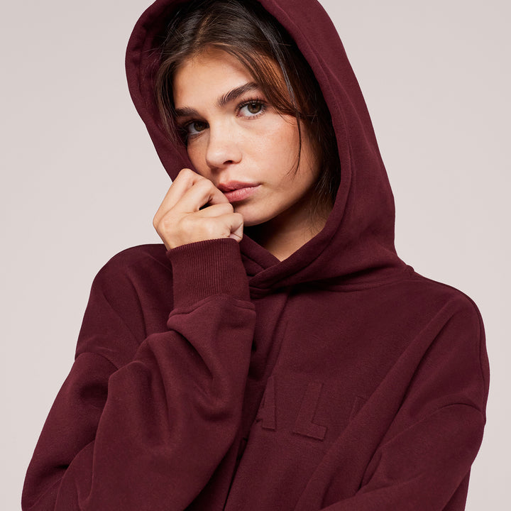 Schwerer Oversize-Kapuzenpullover – Bordeaux