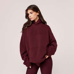 Schwerer Oversize-Kapuzenpullover – Bordeaux