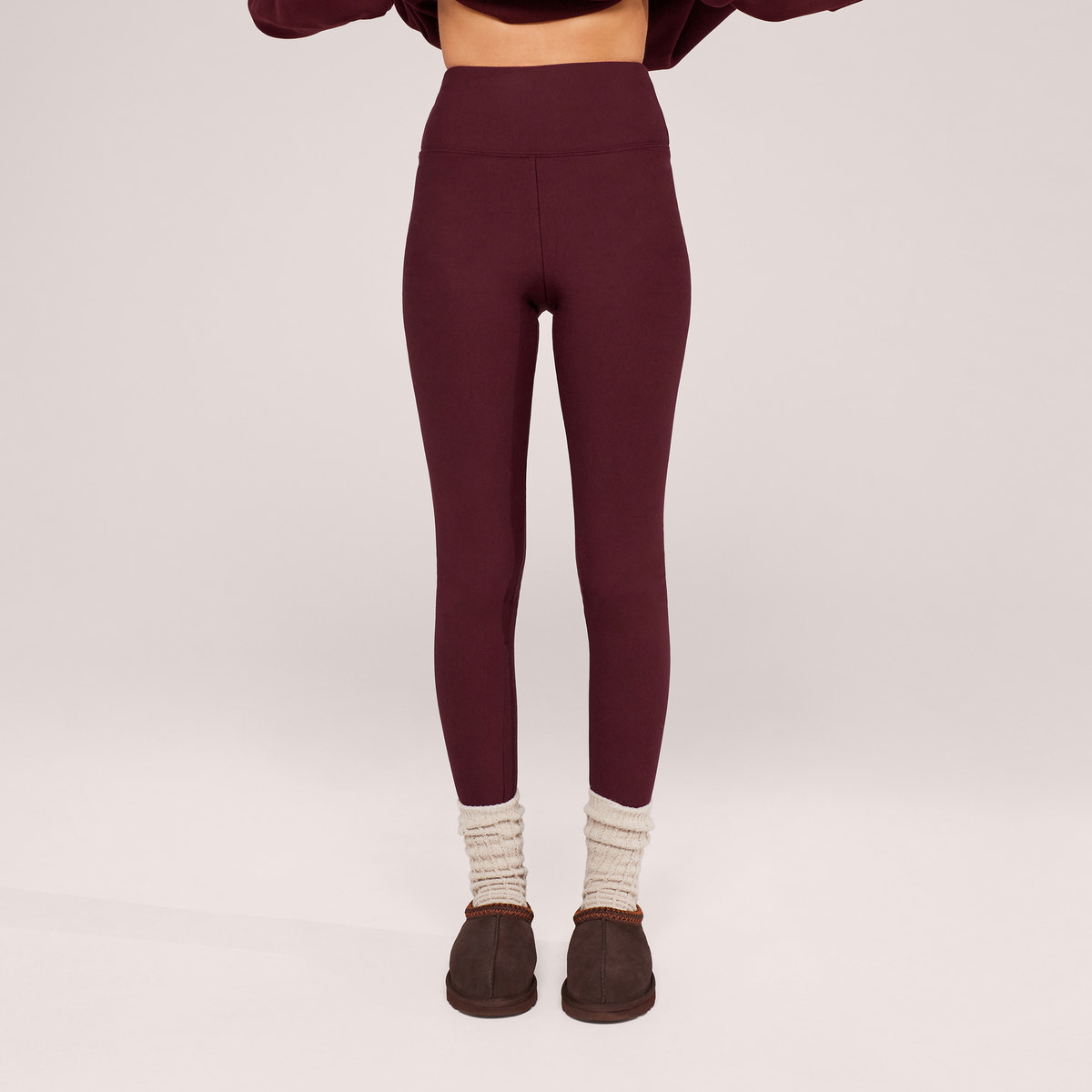 Winter Alltag Leggings mit Hoher Taille - Burgund