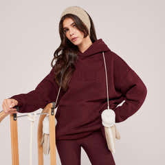 Schwerer Oversize-Kapuzenpullover – Bordeaux